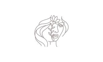 Woman face with beautiful abstract lines logo vector