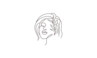 Woman face with beautiful abstract lines logo vector