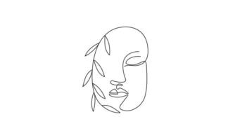 Woman face with beautiful abstract lines logo vector