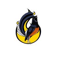 Murai batu illustration vector graphics. Open the beak. suitable for bird logo design.