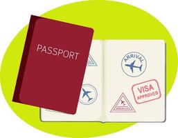 Closed and opened passports in cartoon style vector