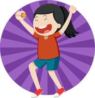 Active girl simple cartoon character vector