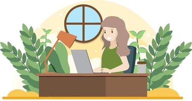 Work at home concept in flat design vector