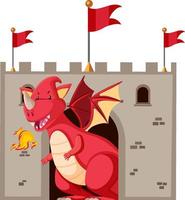 Cute red dragon cartoon character vector