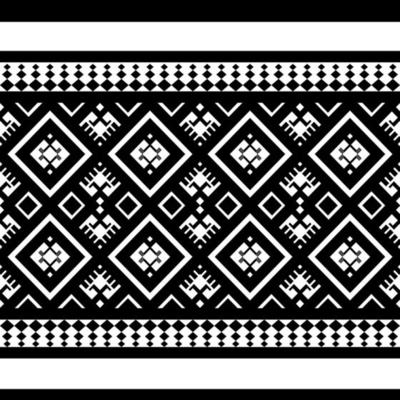 White and black in vector format, a geometrical ethnic seamless pattern for wallpaper, background, fabric, curtains, carpets, apparel, batik, and wrapping paper.