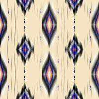 Geometric ethnic seamless pattern ikat art embroidery style wallpaper, background, fabric, curtain, carpet, clothing, batik, wrapping design. vector