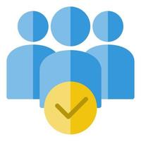 Blue Attendance Flat Icon. Users or Participant Check vector