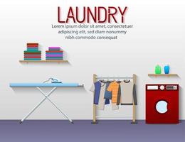 Laundry service banner with Laundry room view vector