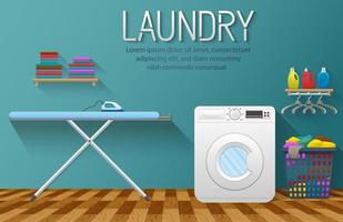 Laundry service banner with Laundry room element vector