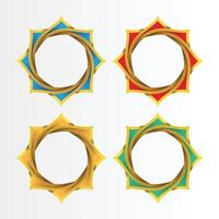 new realistic islamic octagonal shape gold color vector