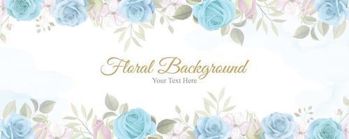 Beautiful flower banner with blue flowers vector