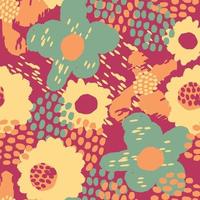 seamless hand draw pattern background with mixed flowers and dot , greeting card or fabric vector