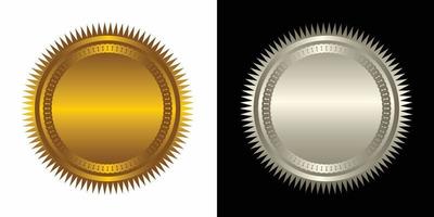 conjunto vector redondo dorado y plata Insignia aislado, sello sello oro lujo elegante bandera icono, vector ilustración certificado plata frustrar sello o medalla aislado.