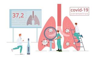 Covid19 coronavirus attack infected human lungs vector