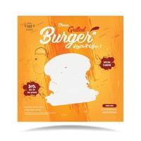 Delicious burger and fast food social media banner template using  brush stock vector