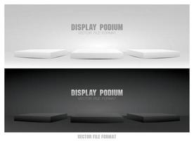mínimo blanco y negro monitor podio conjunto 3d ilustración vector para poniendo objeto