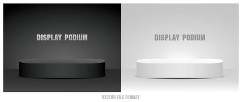 mínimo amplio negro y blanco podio monitor 3d ilustración vector conjunto para poniendo tu objeto