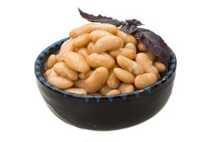 Tinned bean on white photo