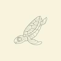 Turtle Line art Vector. Turtle Line art Graphic design for coloring book and wall decoration vector