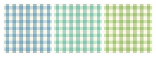 A collection of gingham patterns. Blue, Tosca, Green plaid pattern with pastel colors for tablecloths, skirts, napkins, flannel and more. vector