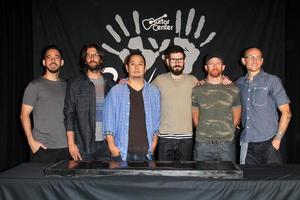 LOS ANGELES, JUN 18 -  Linkin Park, Mike Shinoda, Rob Bourdon, Joe Hahn, Brad Delson, Dave Farrell, Chester Bennington at the Linkin Park Rockwalk Inducting Ceremony at the Guitar Center on June 18, 2014 in Los Angeles, CA photo