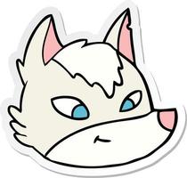 sticker of a cartoon wolf face vector