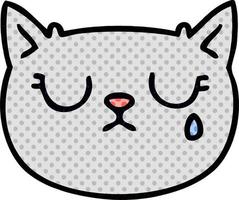 quirky comic book style cartoon crying cat vector