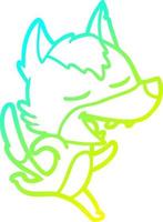 cold gradient line drawing cartoon running wolf laughing vector