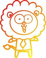 warm gradient line drawing happy cartoon lion vector