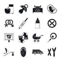 Pregnancy symbols icons set, simple style vector