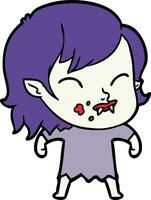 cartoon vampire girl with blood on cheek vector