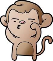 cartoon suspicious monkey vector