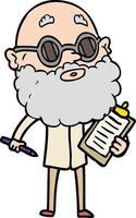 cartoon curious man with beard and sunglasses vector