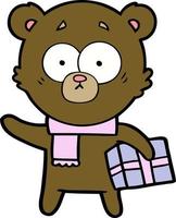 nervous christmas bear cartoon vector