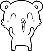 Cartoon line art happy bear vector