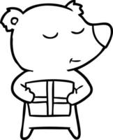 oso polar de dibujos animados feliz con presente vector