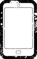 Distressed effect cell phone graphic vector illustration icon