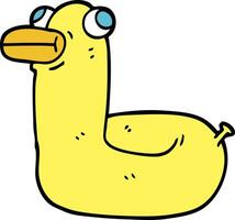 pato de anillo amarillo de dibujos animados de estilo doodle dibujado a mano vector