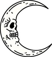 tradicional tatuaje de un cráneo Luna vector