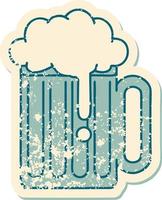 distressed sticker tattoo style icon of a beer tankard vector