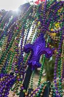 mardi gras rosario cubierta forjado hierro cerca con fleur Delaware lis foto