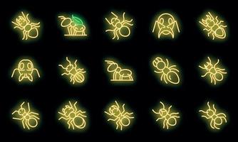 Ant icons set vector neon