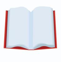 An open book with a red cover. Vector illustration isolated on white background.