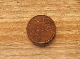 1 cent coin showing portrait of Marianne, currency of France, EU photo