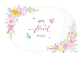 acuarela pintada a mano ilustración hermosa rosa flor botánica hoja y mariposa para amor boda día de san valentín o arreglo diseño de invitación tarjeta de felicitación vector