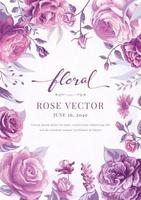 Rose Flower and botanical leaf digital painted illustration vector