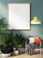 Poster Frame Mockup In Wall Scandinavian Living Room Interior photo