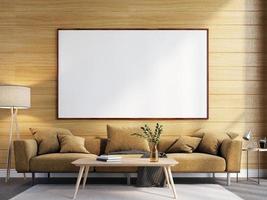 Poster Frame Mockup In Wall Scandinavian Living Room Interior photo