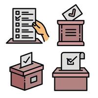 Ballot icons set, outline style vector