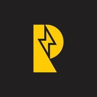 letter p r thunder geometric design logo vector